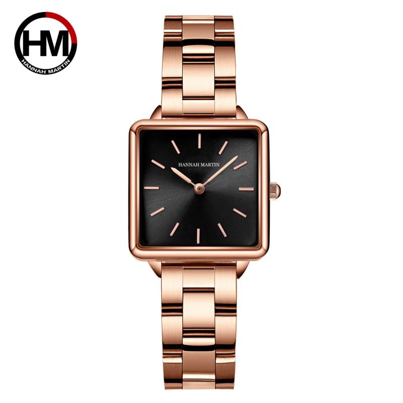 Women's Rose Gold Steel Band Quartz Watch Japanese Movement Simple Dial Women's Watch