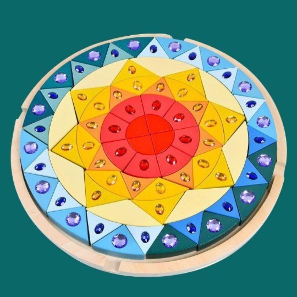 Rainbow Building Block Mandala Translucent Diamond Matching Color Castle Building Block Interior Creative Ornaments Stacking Music Toys