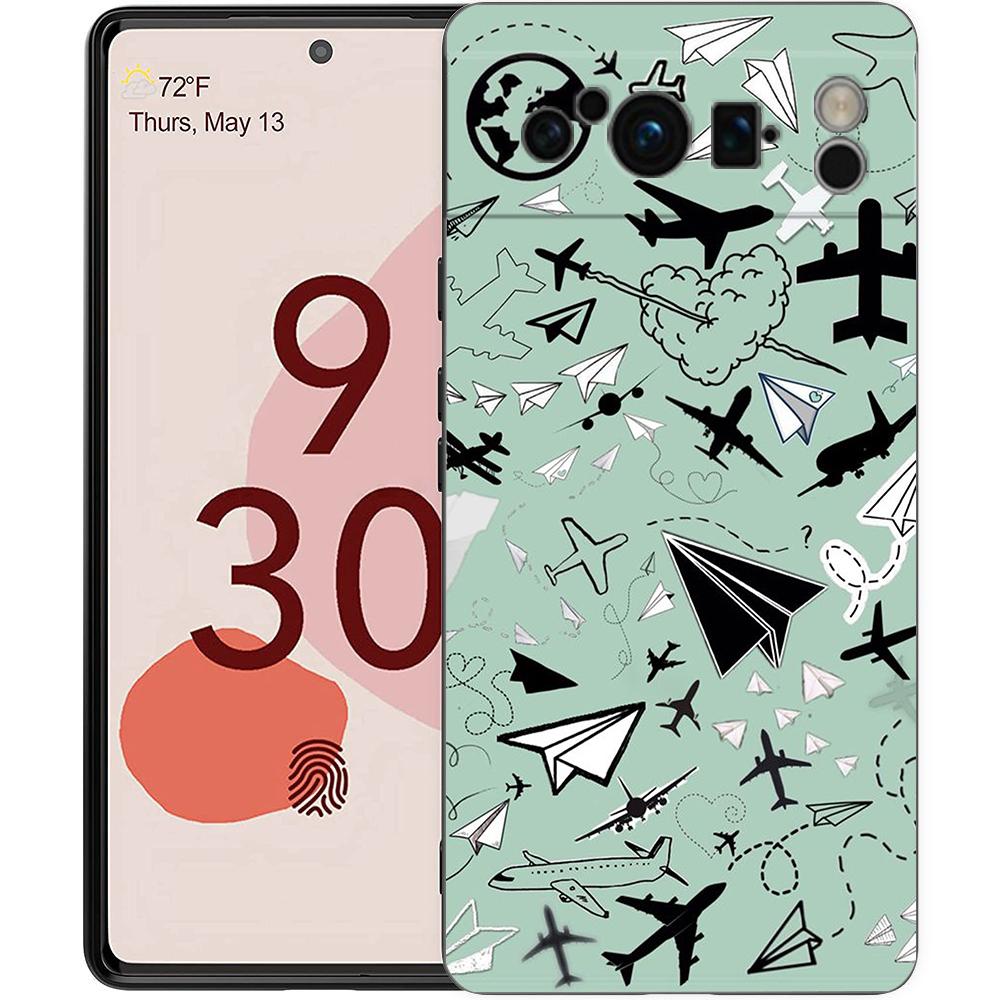 

Premium Airplane Pattern Phone Case For Google Pixel 9 8 7 6 Pro XL 8A 7A 6A TPU Shell Soft Shockproof Black Cover Pixel 7 Pro