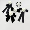 Retro Black Bow Brooches For Women Fabric Camellia Flower Pearl Shirt Collar Pins Corsage Clothing Accessories Jewelry Gifts