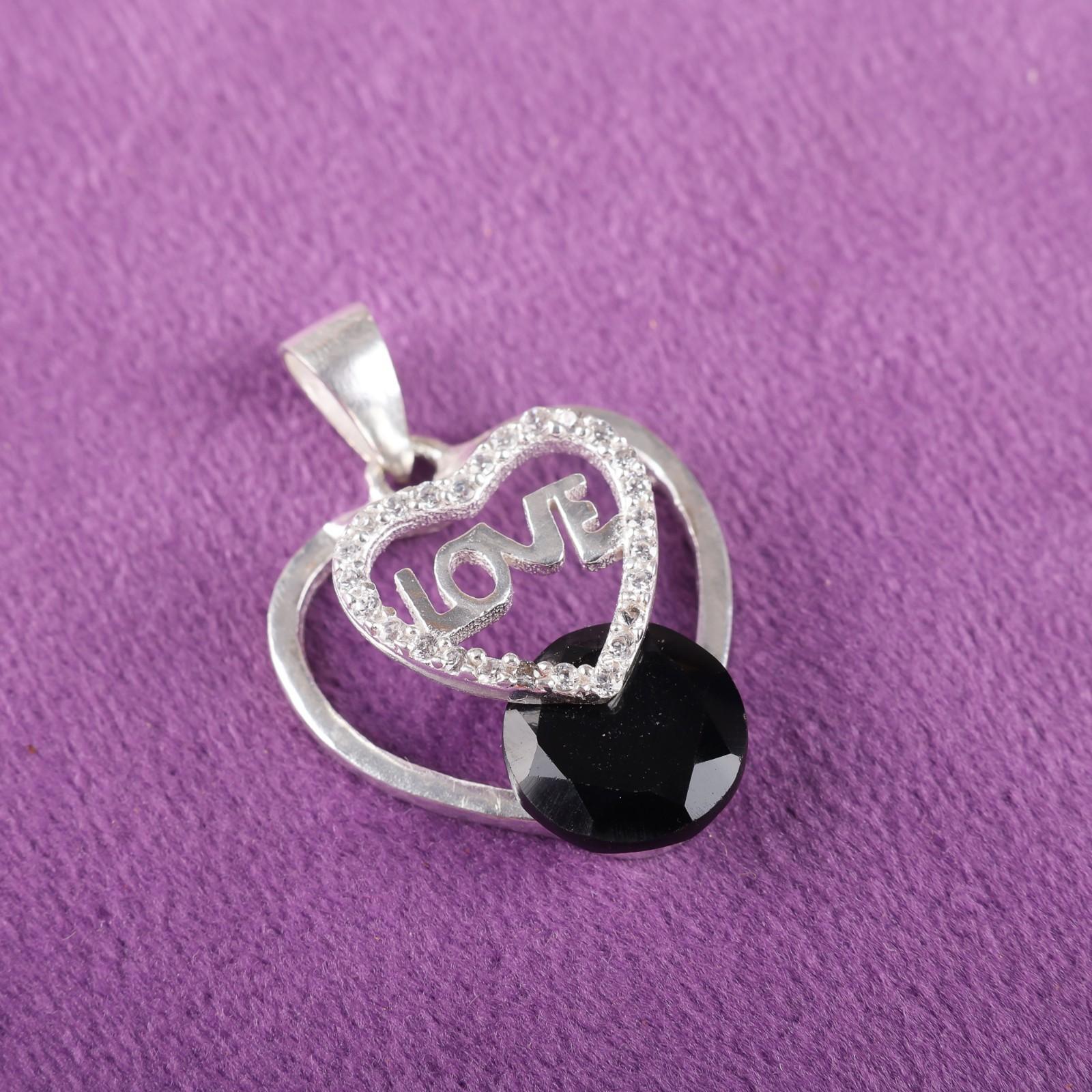 

Black Onyx Gemstone 925 Sterling Silver Jewelry Zircon Pendant 1.10 For Women CZP-3-9