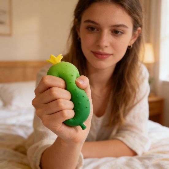 Cucumber Stress Toy Anti-Anxiety Cucumber Squeeze Toy Soft Stretchy Vegetable Fidget Sensory