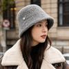 Hat Ladies Winter Versatile Warm Bucket Hat Fashion Grainy Wool Bucket Hat Big Head Circumference Basin Hat