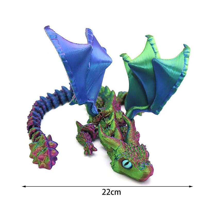 3D-gedruckte geflügelte Kutsche Drachenfigur mit zufälligen Augen Art Deco Harz Drachenskulptur Tischplatte Tierisches Thema Dekorationen