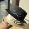 Retro French Polka Dot Top Hat Women's Spring and Summer Sunshade Sunscreen Hat Travel Vacation Straw Hat
