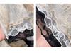 Fleece-Lined High-Neck Sheer Lace Base Layer for Women – Autumn/Winter Trendy White Mesh Top