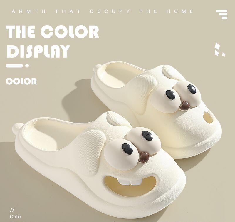 

Тапочки Tongue Kiss, тапочки для собак с большими глазами, милые забавные тапочки с большими глазами и забавным рисунком из мультфильма, тапочки из ЭВА для женщин 36-37 белый