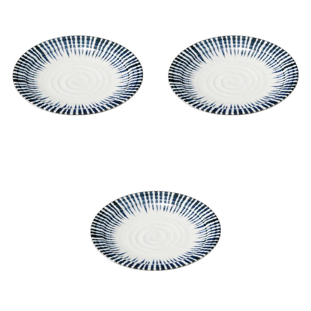 Set of 3 Sendan Tokusa Rim Plates x Large Ceramic Plates by Setomonohonpo 8.0 [25.6 3cm]