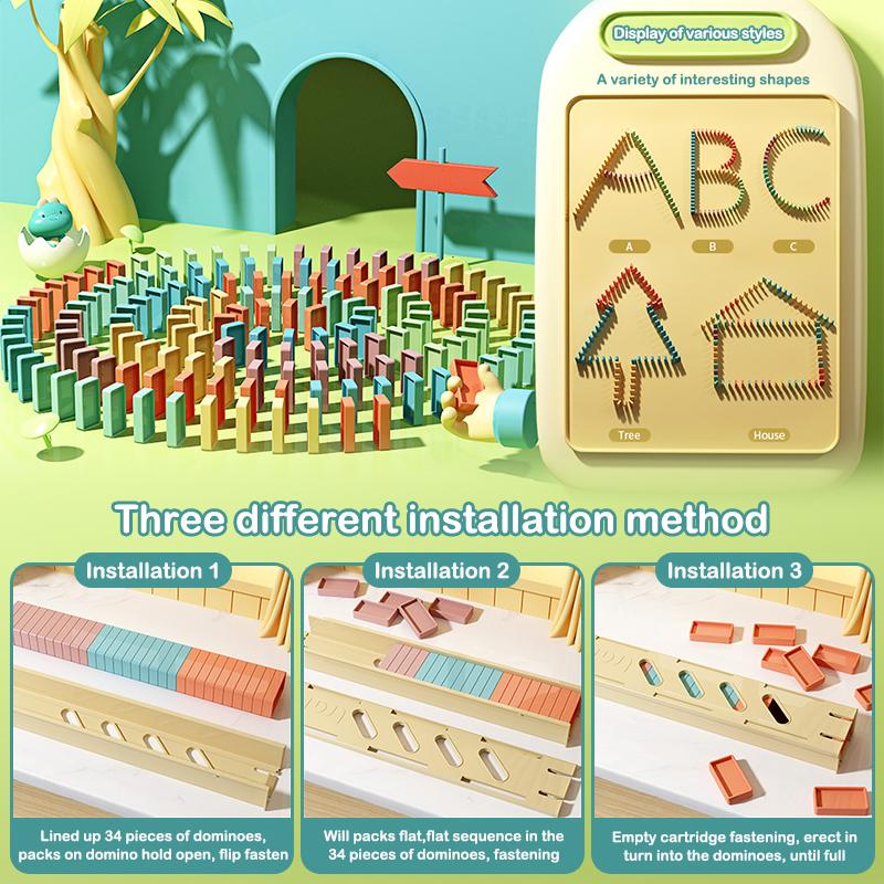 Non-Toxic Electric Domino Train Set Kids Automatic Laying Colorful Domino Train With Lighting Sound Effects Diy Toys Kids Birthday Gift