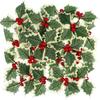 Künstliche Stechpalmenbeeren mit Blättern DIY-Kranz Kunstpflanze Grünes Blatt Hochzeit Weihnachtsfeier Dekoration Geschenkverpackung Schmuck