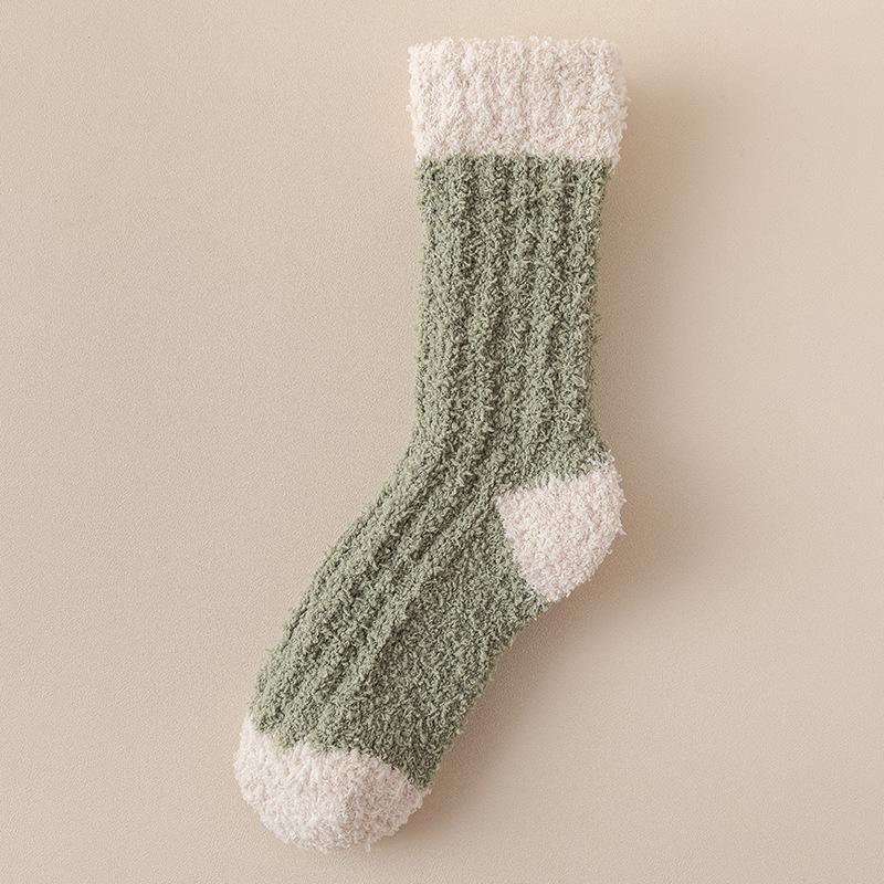 Coral Velvet Socks for Women Autumn Winter Extra Thick Warm Mid-tube Floor Socks Wool Circle Plus Velvet Sleeping Month Sleeping Socks