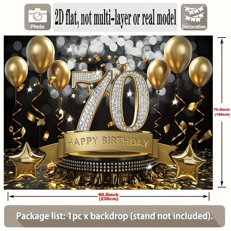 2D Planar Banner, 1 Piece, Background Decoration Photo Props for 70th Birthday Party, Polyester Fiber Banner