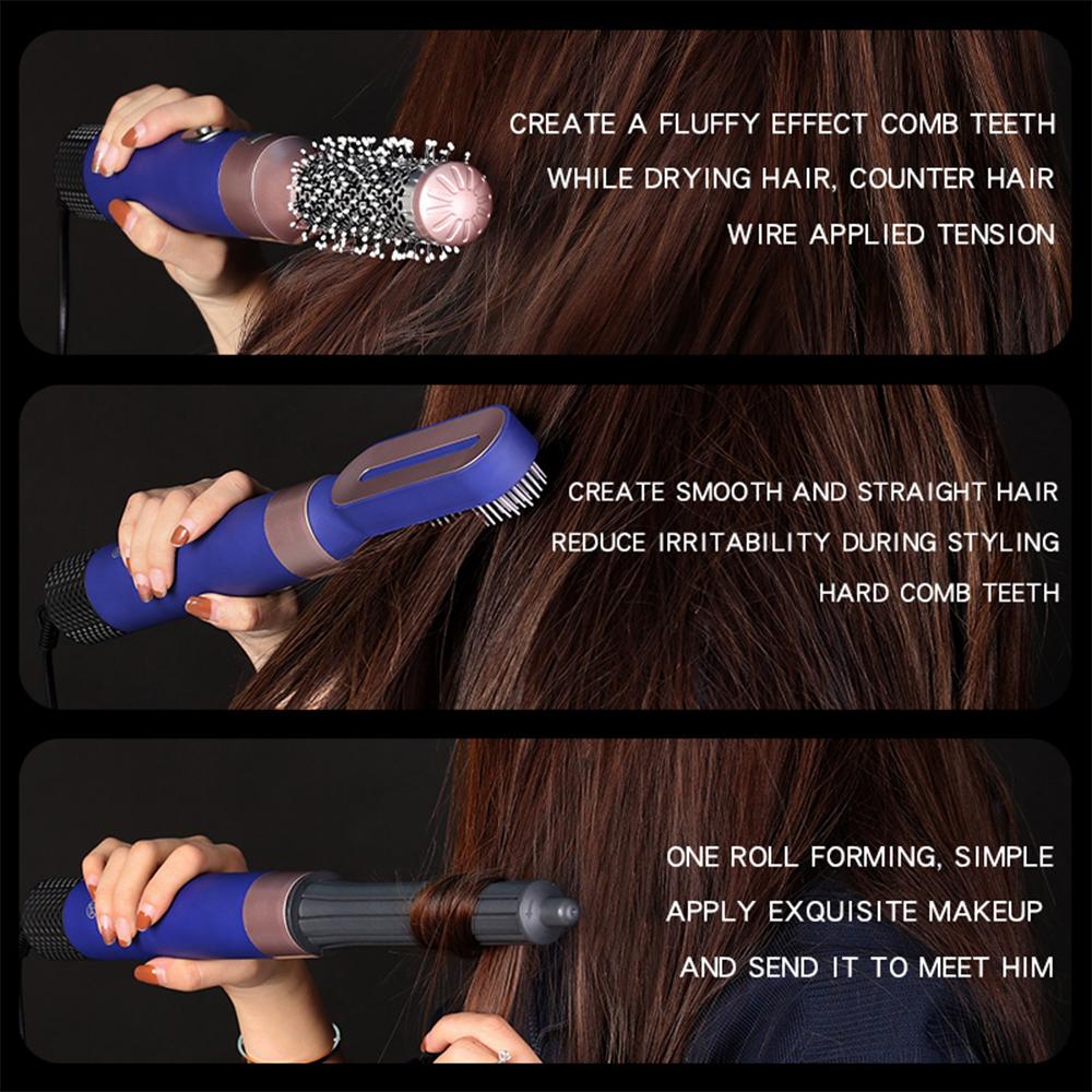 Professional 5-in-1 Hair Dryer Brush Curling Iron with Fast Heating Diffuser & Comb Attachments for Hair Styling