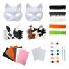 Tiermasken-Set Unbemalte Katzenmaske Halloween Cosplay Maske Maskerade Maske Handbemalte Füchsmaske mit Fell