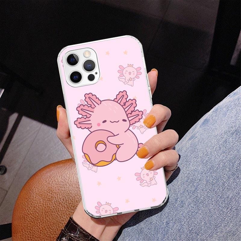 

Cute Axolotl Kawaii Phone Case For iPhone 17 Air 16 Pro Max 16E 15 + 14 Plus 11 12 13 Mini 7 8 SE Gift Print Cover Fundas iPhone 11