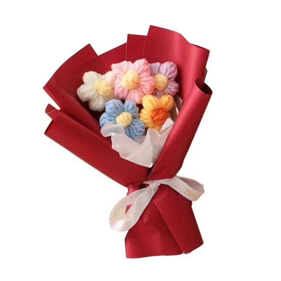 Handmade Crochet Flower Bouquet Wildflowers Bouquet Gifts for Mom Birthday Anniversary Small Puff Wife Best Friend