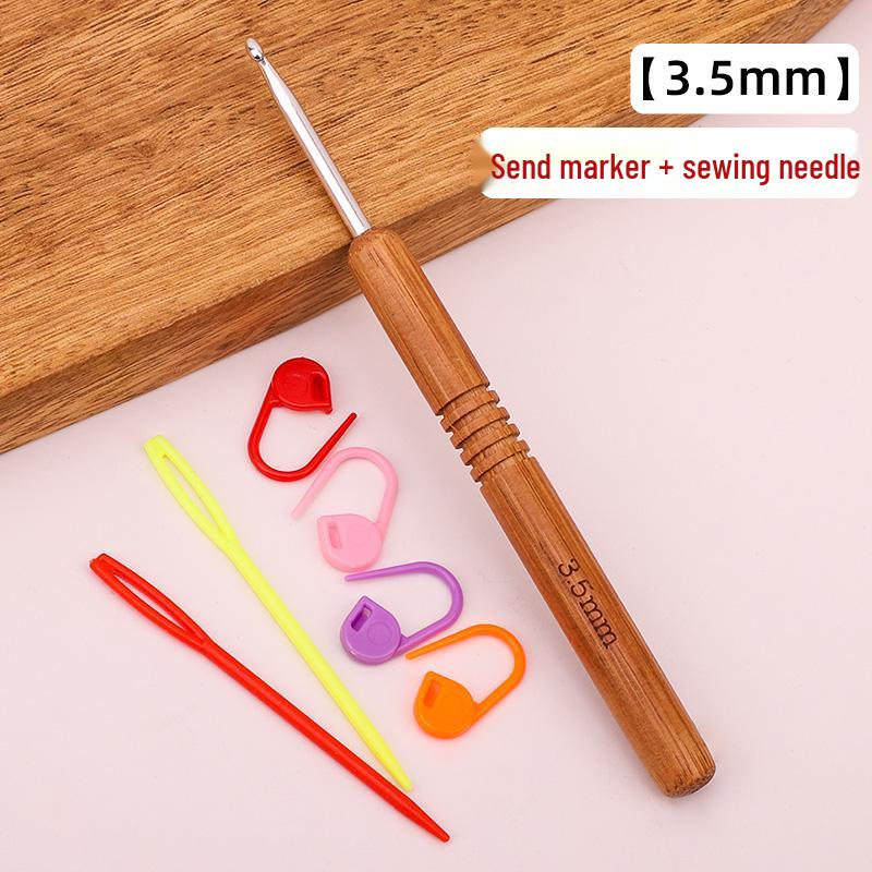 Set croșete din lemn rotunde pentru proiecte cu fir: Pulover, Păpușă, Papuci de casă și Pachet Material Tricotat