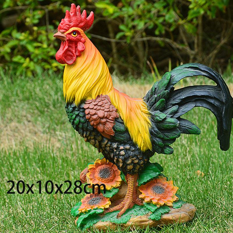 Resin Statue Simulation Poultry Chicken Rooster Hen Model Figurines Landscape Sculpture Courtyard Garden Decoration