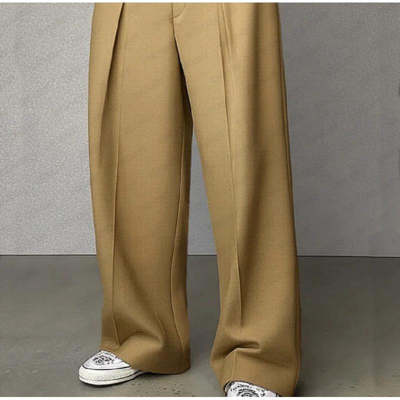 Men's straight-leg anti-wrinkle no-iron business casual trousers with premium drape