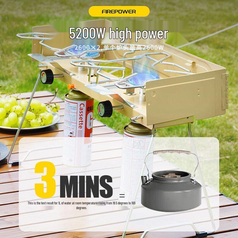 TAN XIAN ZHE Outdoor Portable Double Burner Windproof Camping Stove