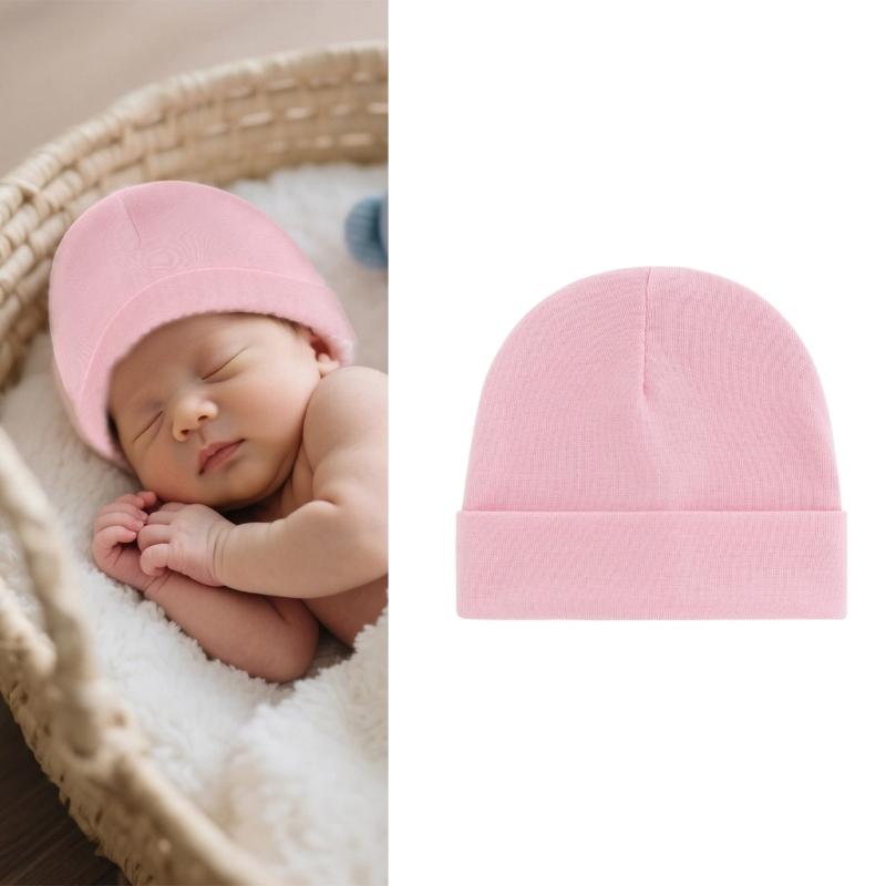 4Pcs Infant Fetal Caps Set Breathable Comfortable Hospital Essential Bonnet Hat for Boys Girls 0-3 Months Old