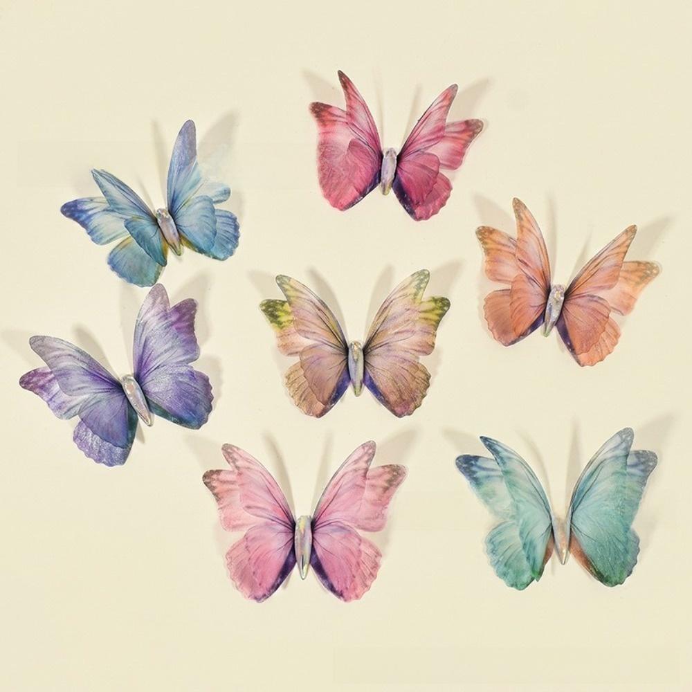 50Pcs Colorful Chiffon Tulle Butterfly Patches Clothes Sewing Patch  Bridal Hair Accessories