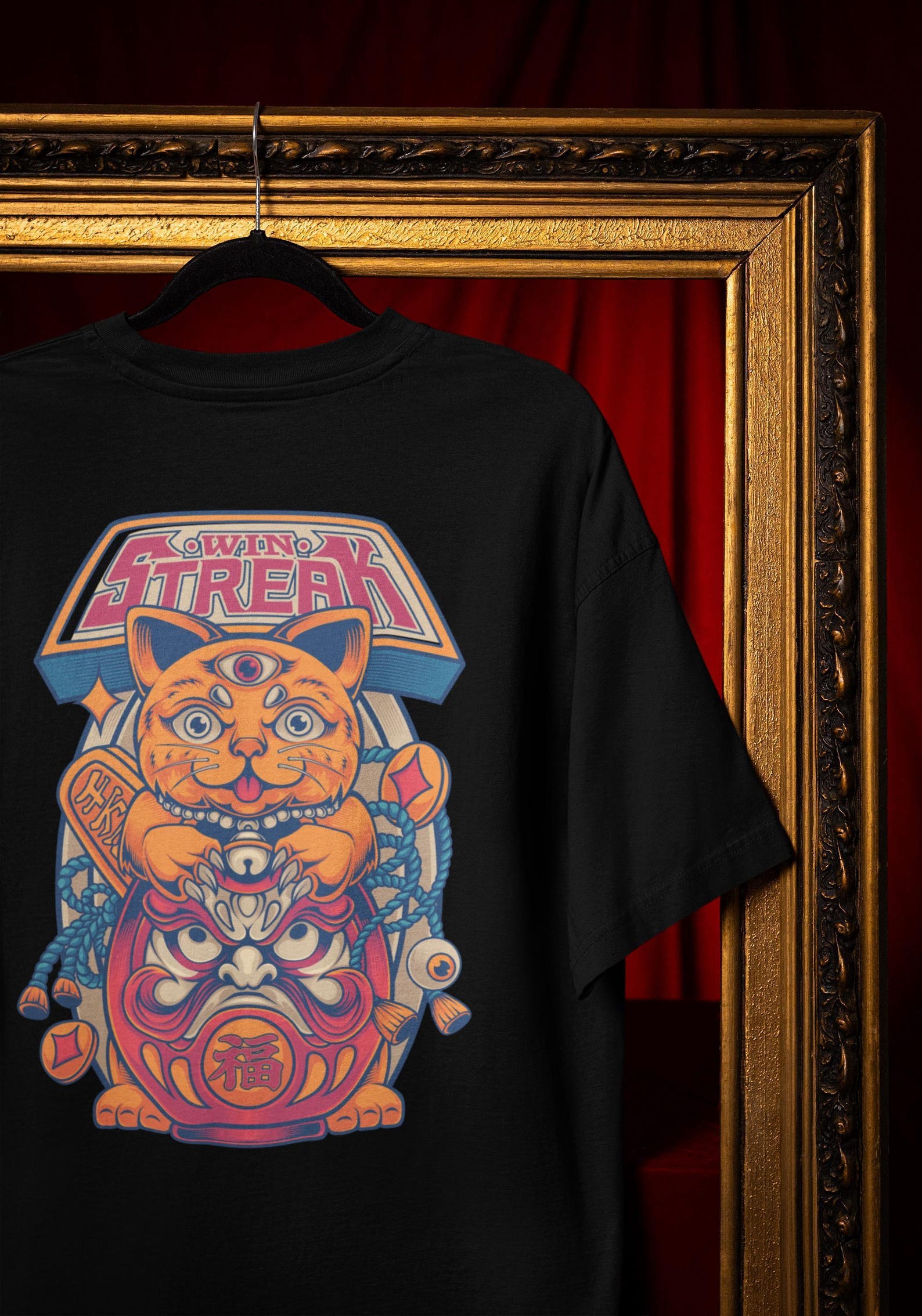 Japanese Lucky Cat T-Shirt - Vaporwave Maneki Neko Design Comfort Colors® L