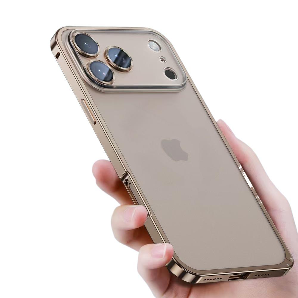 Luxury Metal Frame Lens Protection Case For iPhone 17 16 15 14 13 12 Pro Max Aluminum Phone Cover For iPhone 17 Pro Max Matte Back Case