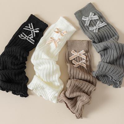 1 Paar Warme Mode Schleife Lockere Socke für Kinder Mädchen Spitze Lolita Schleife Einfarbig Plüschsocke Herbst Frühling Schule Weiche Baumwollsocke