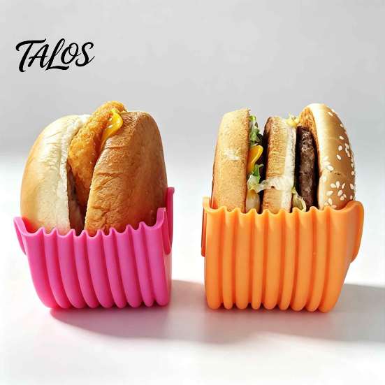 Hamburger Holder Retractable Holder, Hot Dog Fixed Box, Sandwich Burger Clip Portable Food Tray for Travel Rack, Washable Silicone French Fry