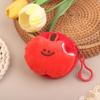 Cute Red Fruit Plush Coin Purse Mini Zipper Pouch With Keychain Cartoon Fruit Wallet For Earphones Coins Bag Charm Gift