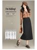 2025 Korean Grey Polka Dot Wool A-Line Skirt: Women's Autumn/Winter Straight Cut, Mid-Length with Back Slit