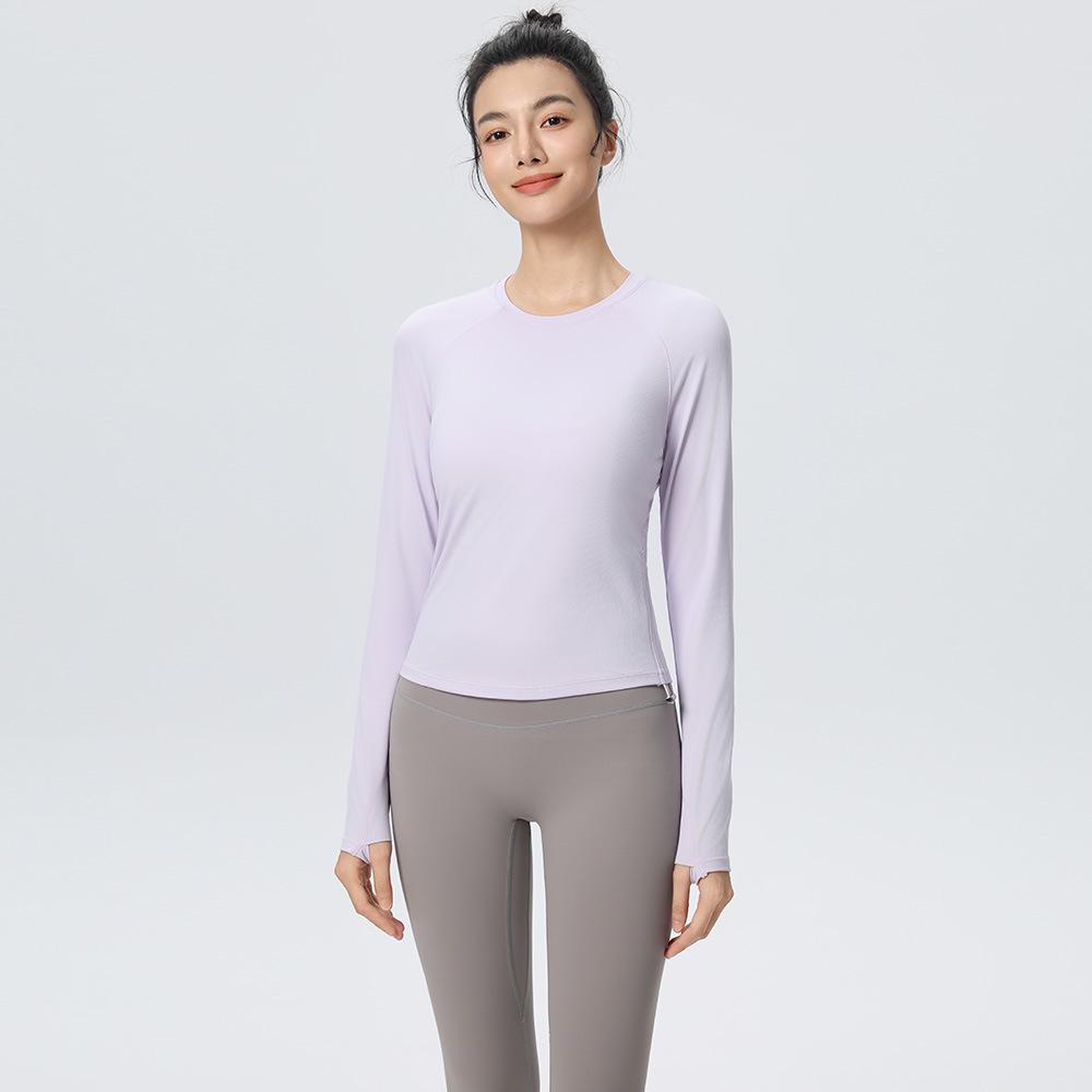 Women's Long Sleeve Slim Fit Yoga Top - High Stretch, Quick Dry, with Side Drawstring for Fitness & Running (Autumn/Winter)