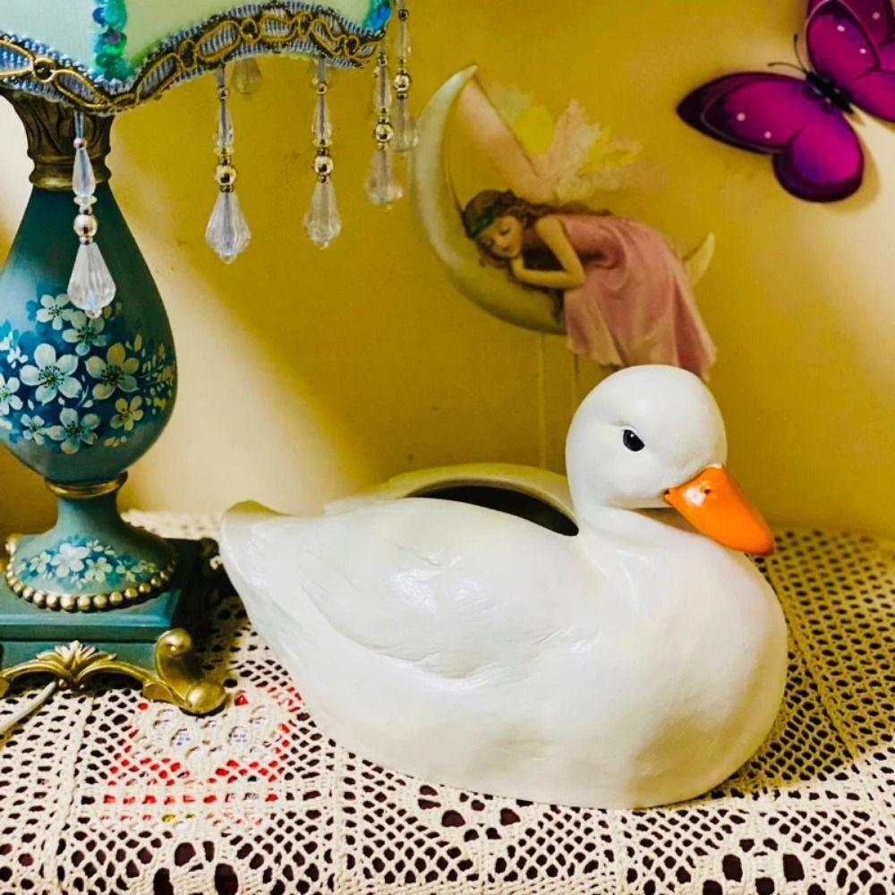 Water-proof Resin Duck Tissue Box Hollow Bottom Creative Paper Storage Case  Living Room