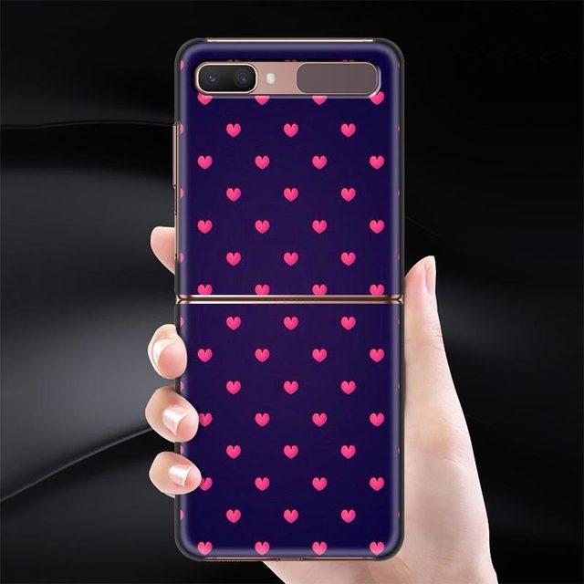 Schwarz Harte Telefon Fall Für Samsung Galaxy Z Flip 3 4 Abdeckung Für Zflip 5g Luxus Zurück Capa Dünne fundas Tasche Tier Nette Liebe Herz