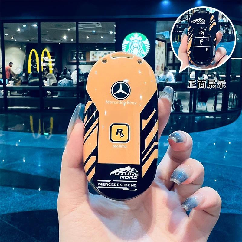 SFX1  Car Key Case Cover for Mercedes Benz 2022 C S Class W206 W223 S350 C260 C300 S400 S450 S500 TPU Shell Fob Holder Protector
