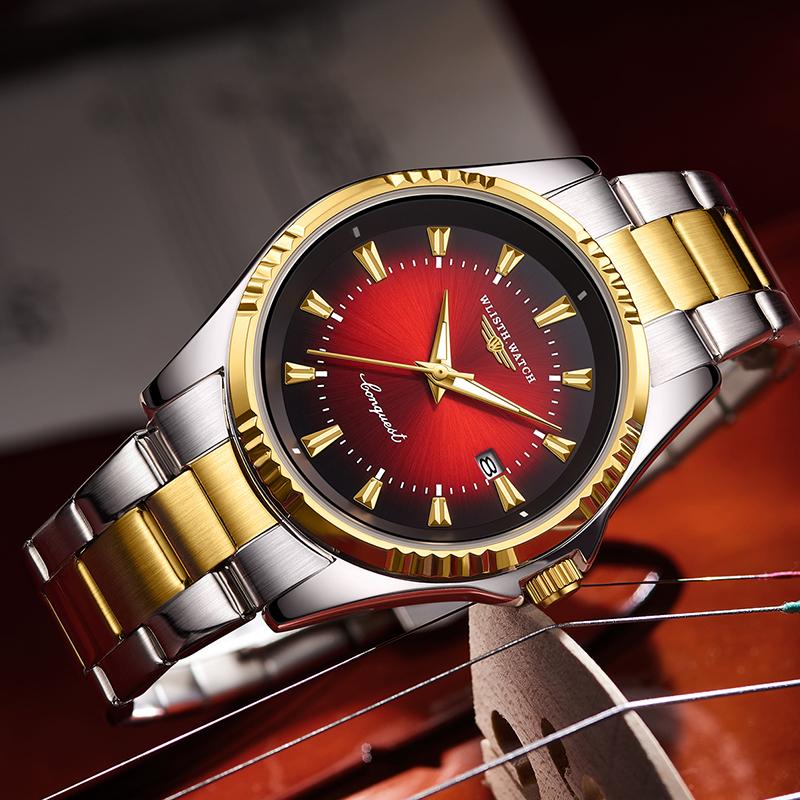 Mens Watches Stainless Steel Belt Quartz Wrist Watch Man Business Watch Calendar Date Luminous Casual Clock