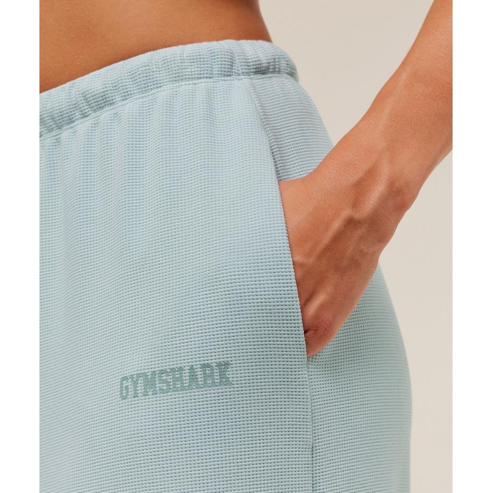 Gymshark Waffle Wide Leg Pants Smoke Blue B2c5q Udr3
