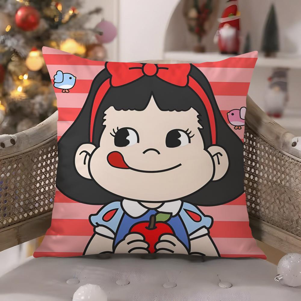 Peko Lollipop Happy Girl Cute Pattern Pillow Case Comfort Sofa Bed Silky Elegant Invisible Zipper Decorative Cushion Cover
