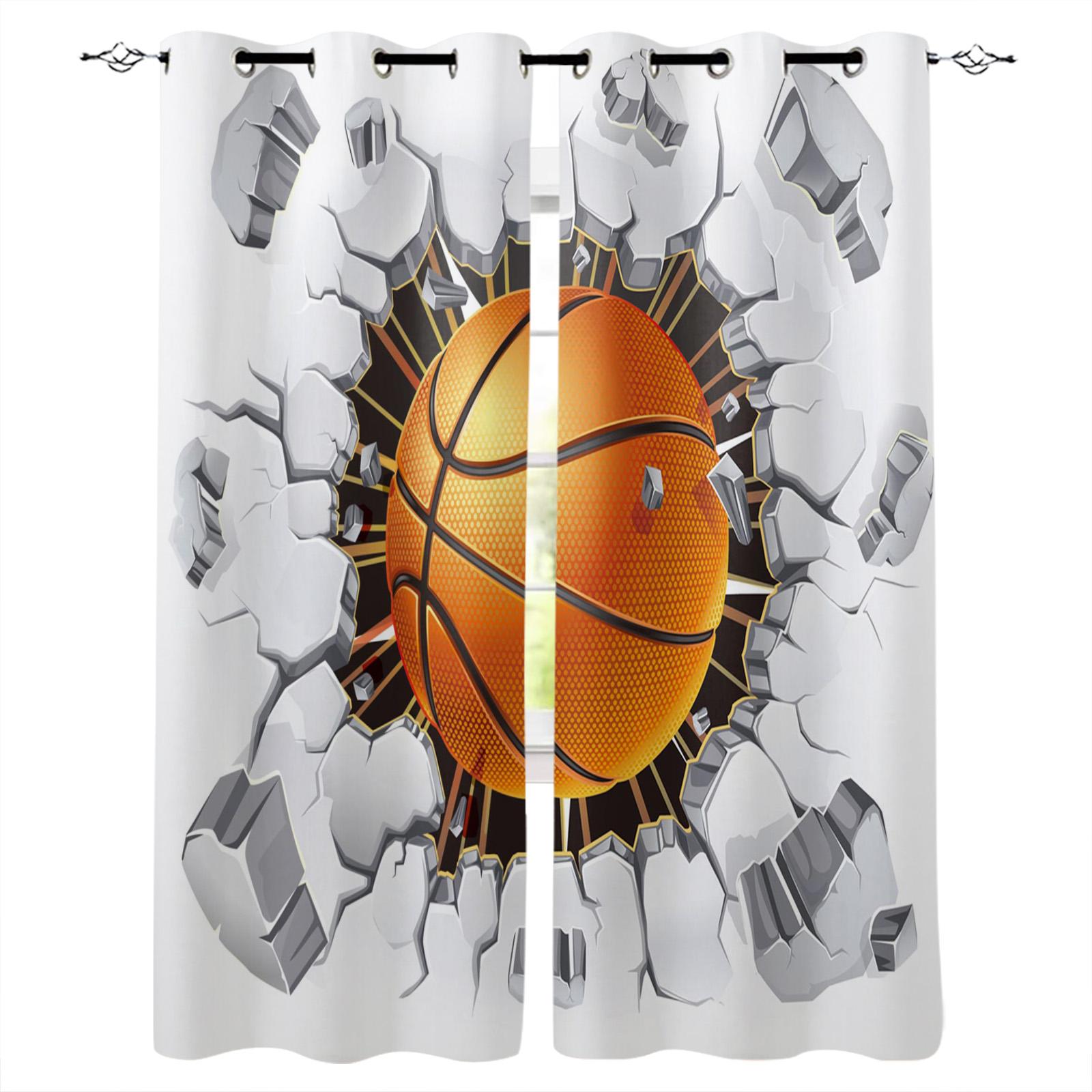 

Бесплатная доставка Дешевые Мальчики Спорт Баскетбольная площадкаСовременная оконная занавеска для украшения гостиной спальни Домашний текстиль Шторы2шт W50 X H130(CM)X2&Grommet Top