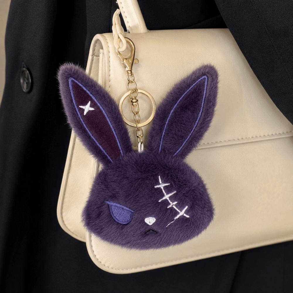 Animal Gothic Bunny Keychain Dark Style Wounded Rabbit Keychain Halloween Key Rings Halloween
