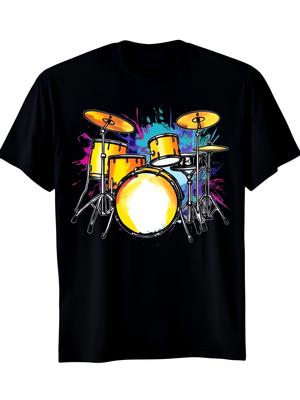 Abstract Art Drums Musician Music Band Throne Noose T-Shirt 8 Retro Casual Short-Sleeve T-Shirt with