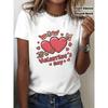 European Sizes Women'S Valentine'S Day T-shirt | Cute Pink and Red Heart Graffiti with Cupid and Valentine'S Day Phrases