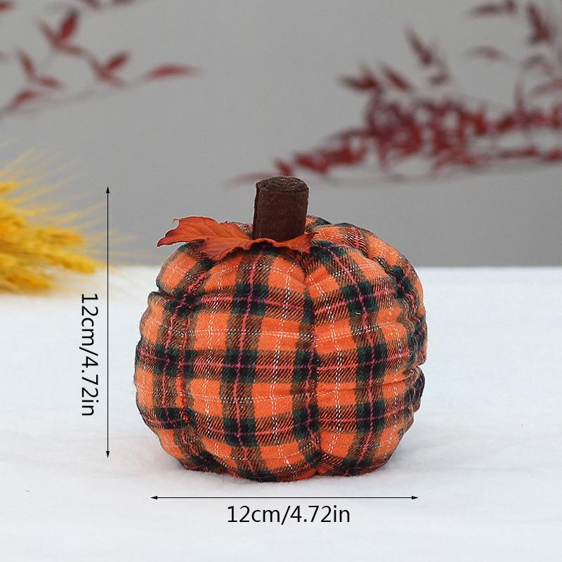 4/5/6in Checkered Fabric Pumpkin PP Cotton Filled Knitted Fabric Small Size Soft Pumpkin Plush Toys