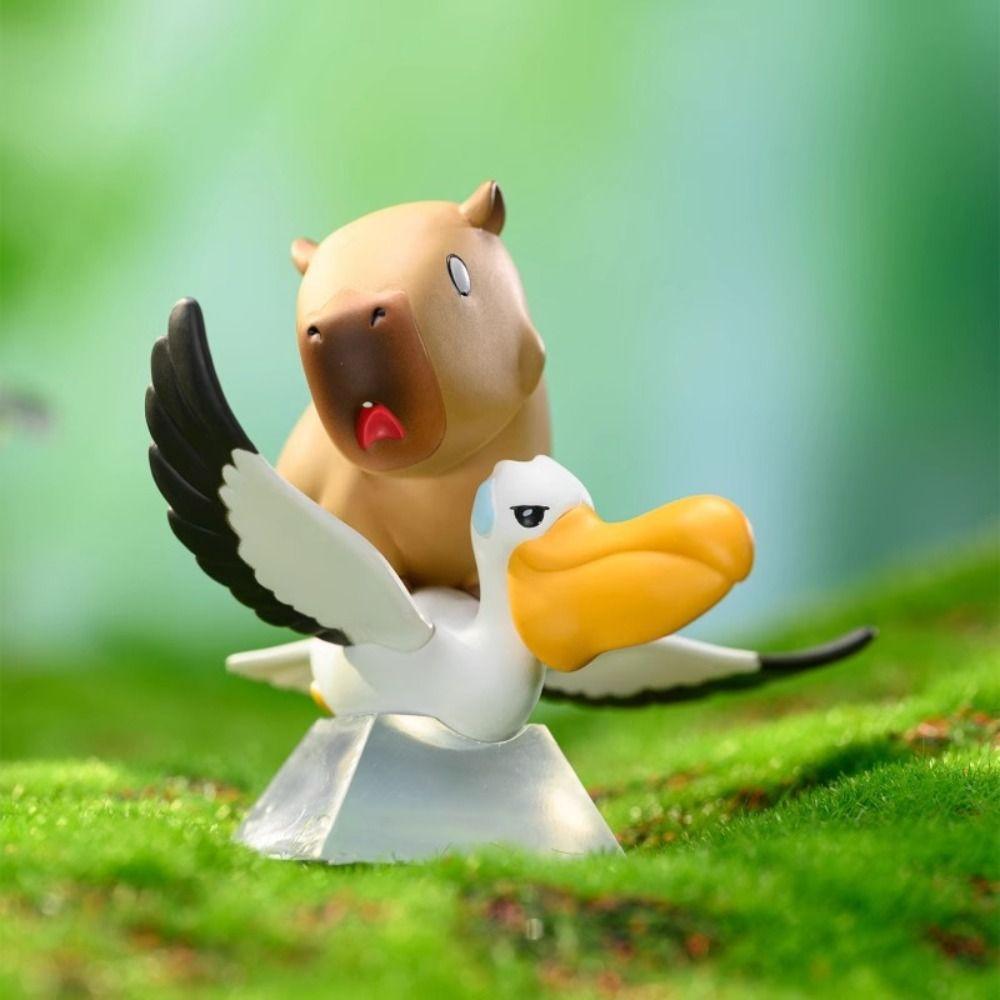 Riding Bird Simulation Capibara Model Riding Crocodiles Capybara Animals Figures  Sculpture