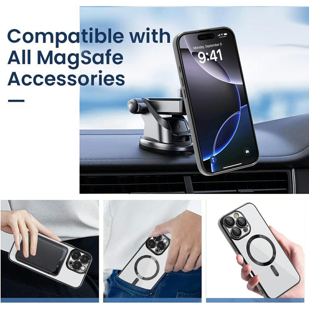 For iPhone 16 Pro Max Case Compatible with MagSafe TPU+PC Clear Back Cover