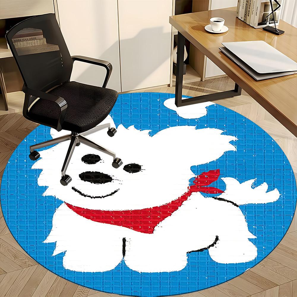 1PC Puppy Love Office Round Area Rug, Mat Suitable For Office, Under Office Chairs Bedroom Living Room Home Decor, Room Deco