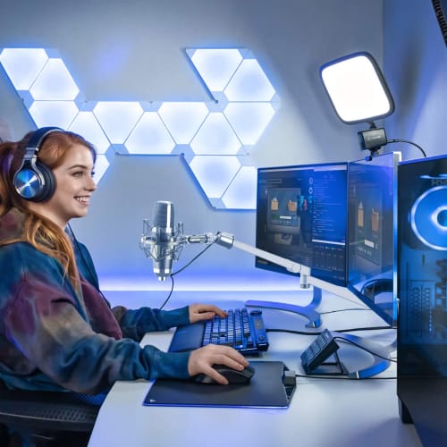 Smatree Microphone Arm with Shock Mount, Compatible with HyperX SoloCast, HyperX QuadCast, HyperX QuadCast S, and Other Microphones, Microphone Arm St