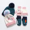 Kids Winter Knitted Hat Gloves Set Cartoon Dinosaur Knit Warm Beanie  with Pompom Gifts for Boys Girls