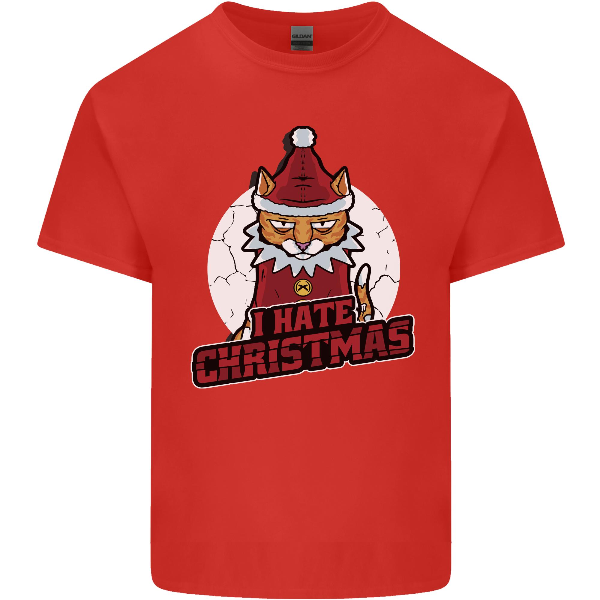 I Hate Christmas Funny Bah Humbug Cat Xmas Unisexs Light Cotton TShirt S